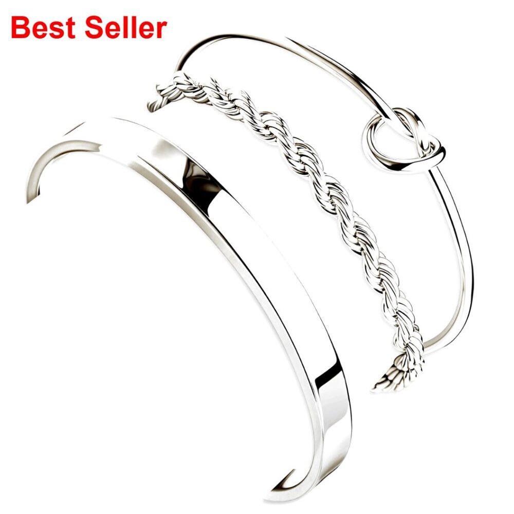 925 Sterling Silver 14K Gold Plated Adjustable Tennis Knot Twisted Bracelet Set
